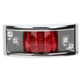 1pcs 12 Led Rectangular Armored-style Side Marker Light W Chrome Red Len 