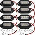 Mudder 8 Packs 12v 6 Led License Plate Light Waterproof Lamp Taillight For Truck Suv Trailer Van Rv Trucks And Boats Tags Black 