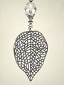 Large 6-inch Long Antiqued Silvery Marcasite-style Wavy Leaf And Faceted Clear Glass Ceiling Fan Pull Chain 