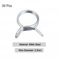 Uxcell Double Wire Spring Hose Clamp 30pcs 65mn Steel 25mm Inner Dia Fit 26mm-28 5mm Od Fuel Line Silicone Tube Clips Silver