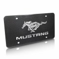 Ipick Image Ford Mustang Dual 3d Chrome Logo Genuine Real Black Carbon Fiber License Plate