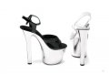 Ellie Shoes Women S 7 Inch Heel Chrome Sandal Black Silver 8 