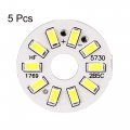 Uxcell Led Chip Bulb 300ma 5w 10 Leds 5730 Surface Mounted Devices Module Aluminum Board Pure White Super Bright 35mm Dia 5pcs