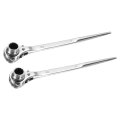 19 X 21mm 12-point Scaffold Podger Ratchet Spanner Ratcheting Socket Wrench Tool Silver Tone 2pcs 