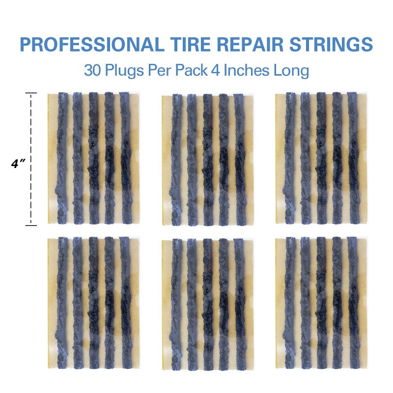 30pcs 4 In Black Tire Repair Strings Tubeless Plugs For Car Bike Atv Utv Wheelbarrow Mower And Off Road Tires