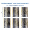 30pcs 4 In Black Tire Repair Strings Tubeless Plugs For Car Bike Atv Utv Wheelbarrow Mower And Off Road Tires