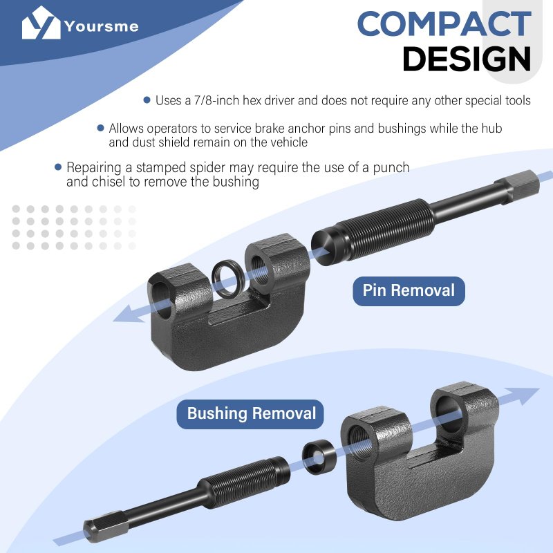 Yoursme 16002 Brake Anchor Pin Press 10 Ton Capacity For Semi Trucks Works Class 6-8 Transportation And Equipment