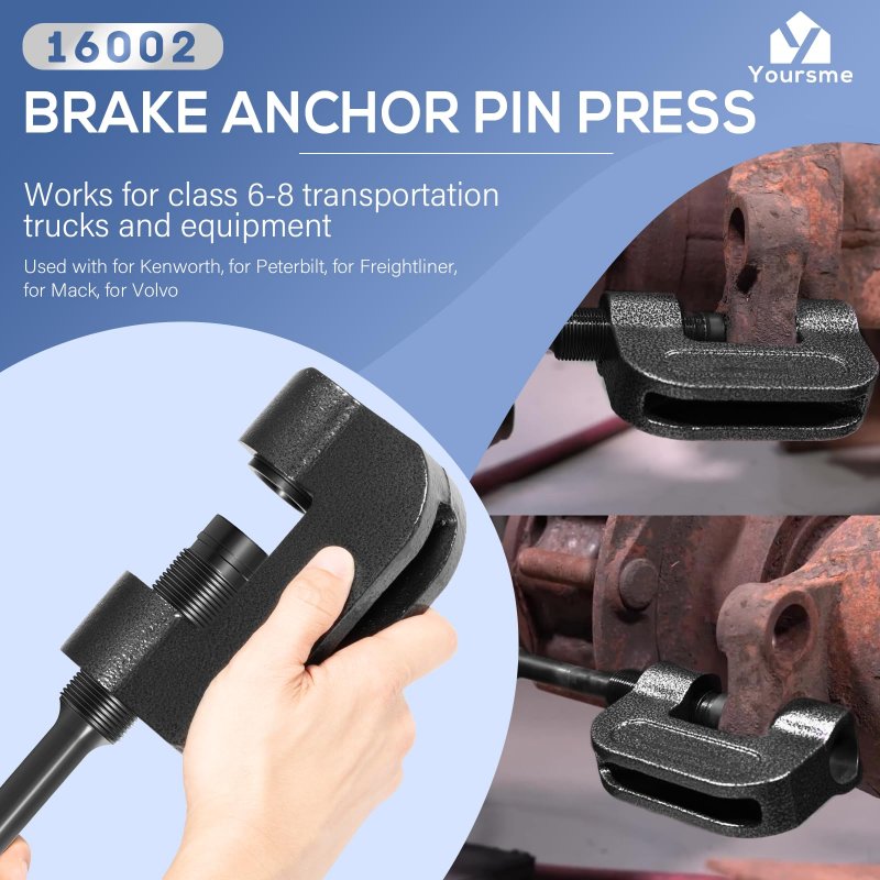 Yoursme 16002 Brake Anchor Pin Press 10 Ton Capacity For Semi Trucks Works Class 6-8 Transportation And Equipment