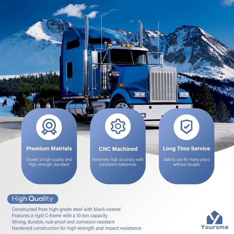 Yoursme 16002 Brake Anchor Pin Press 10 Ton Capacity For Semi Trucks Works Class 6-8 Transportation And Equipment
