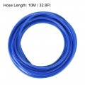 Uxcell Pneumatic 6mm Od Pu Air Hose Tubing Kit 10 Meters Blue With 12 Pcs Black Push To Connect Fittings
