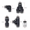 Uxcell Pneumatic 6mm Od Pu Air Hose Tubing Kit 10 Meters Blue With 12 Pcs Black Push To Connect Fittings