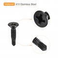 Uxcell 12 X 3 4 Sheet Metal Screws 50pcs Black Oxide 410 Stainless Steel Flat Head Phillips Drive Self Drilling