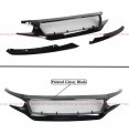 High Flow Gloss Black Mesh Performance Replacement Sport Front Grille Grill Compatible For 2016-2021 Honda Civic Si Hatchback