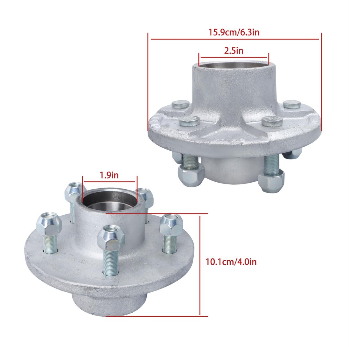 5 On 4 In Galvanized Trailer Hub Kit With Bearing For 00 Lbs 84 Spindle 5 Piece Set