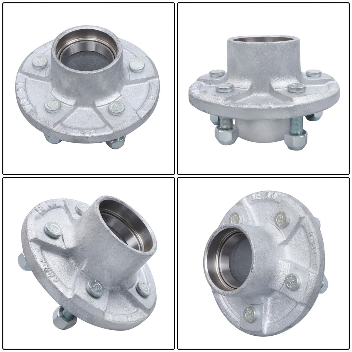 5 On 4 In Galvanized Trailer Hub Kit With Bearing For 00 Lbs 84 Spindle 5 Piece Set
