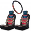 Realtree Camo Americana Flag 3pc Water Resistant Seat Cover Set For Trucks Cars And Suvs 2 Low Backs 1 Steering Wheel Cover 
