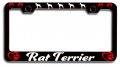 Rat Terrier Dogs Pets Black Metal License Plate Frame Tag Holder W67 