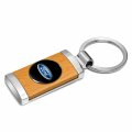 Ipick Image Made For Ford Roundel Logo In Black On Maple Wood Chrome Metal Trim Key Chain