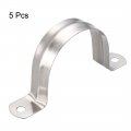 Uxcell 50mm 2 Rigid Pipe Strap Holes 304 Stainless Steel Tension Tube Clip Clamp 5pcs