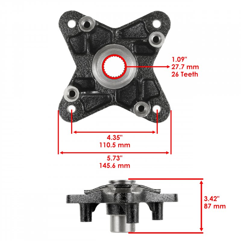 Caltric Rear Wheel Hub For Polaris Rzr 4 900 2014 
