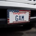 Rustic American Flag Wood Grain Design License Plate Tag Frame