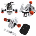 Httmt- Motorcycle Chrome Amber Metal Flame Brake Tail Light Signal Compatible With Cruiser Chopper Bike P N Xh3118b-c-01-cd