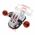 Httmt- Motorcycle Chrome Amber Metal Flame Brake Tail Light Signal Compatible With Cruiser Chopper Bike P N Xh3118b-c-01-cd