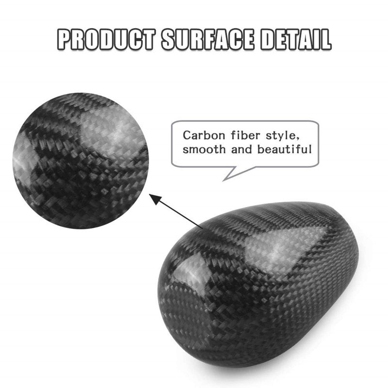 Ryanstar Carbon Fiber Shift Knob With Adapters Black Oval Ball Stick Shifter Knobs For Infiniti Lexus Mazda Mitsubishi Nissan