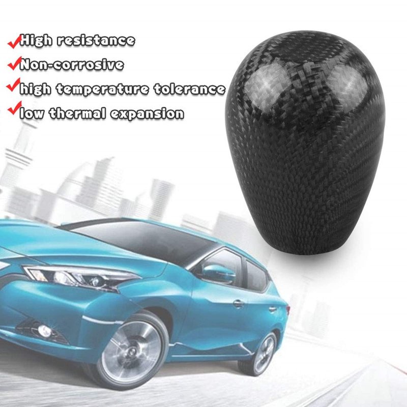 Ryanstar Carbon Fiber Shift Knob With Adapters Black Oval Ball Stick Shifter Knobs For Infiniti Lexus Mazda Mitsubishi Nissan