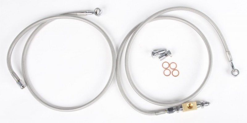 Teryx-f Stainless Steel Braided Front Brake Line Kit Ptfe Teflon Hose With Clear Pvc Cover And Chrome Plated Fittings For Atv