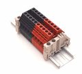 Dinkle Assembly Dk4n Red Black 10 Gang Din Rail Terminal Blocks 10-22 Awg 30 Amp 600 Volt