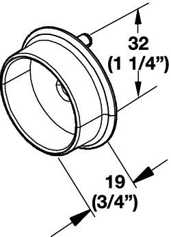 Wardrobe Tube End Support Flange Synergy Collection 1-5 16 Matt Nickel With Two Pins For 5 Mm Holes