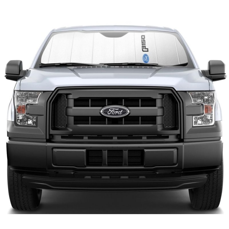 Custom Fit Silver Reflective Folding Auto Windshield Sun Shade For Ford F-150 2015 To 2020 With Sensor