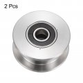 Uxcell 2pcs H Groove Track Wheel 1 89 304 Stainless Steel Sliding Gate Double Bearing Rollers For Inverted Industrial Machines
