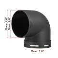 X Autohaux 75mm Car Air Diesel Heater Duct Warm Ducting Pipe Elbow Outlet Connector Black