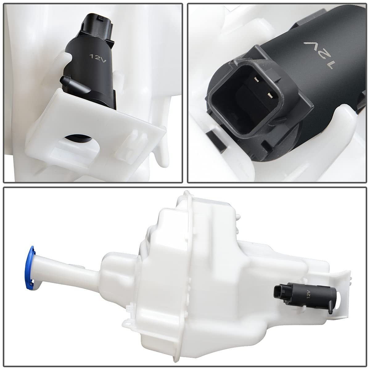Auto Dynasty Hy1288117 Factory Style Car Windshield Washer Reservoir Tank Cap Fluid Pump For Accent Sedan 12-15 White