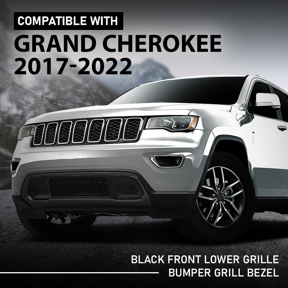 Front Lower Grille And Bumper Grill Bezel For Jeep Grand Cherokee 2017 2022 Black 5zm53sz0aa