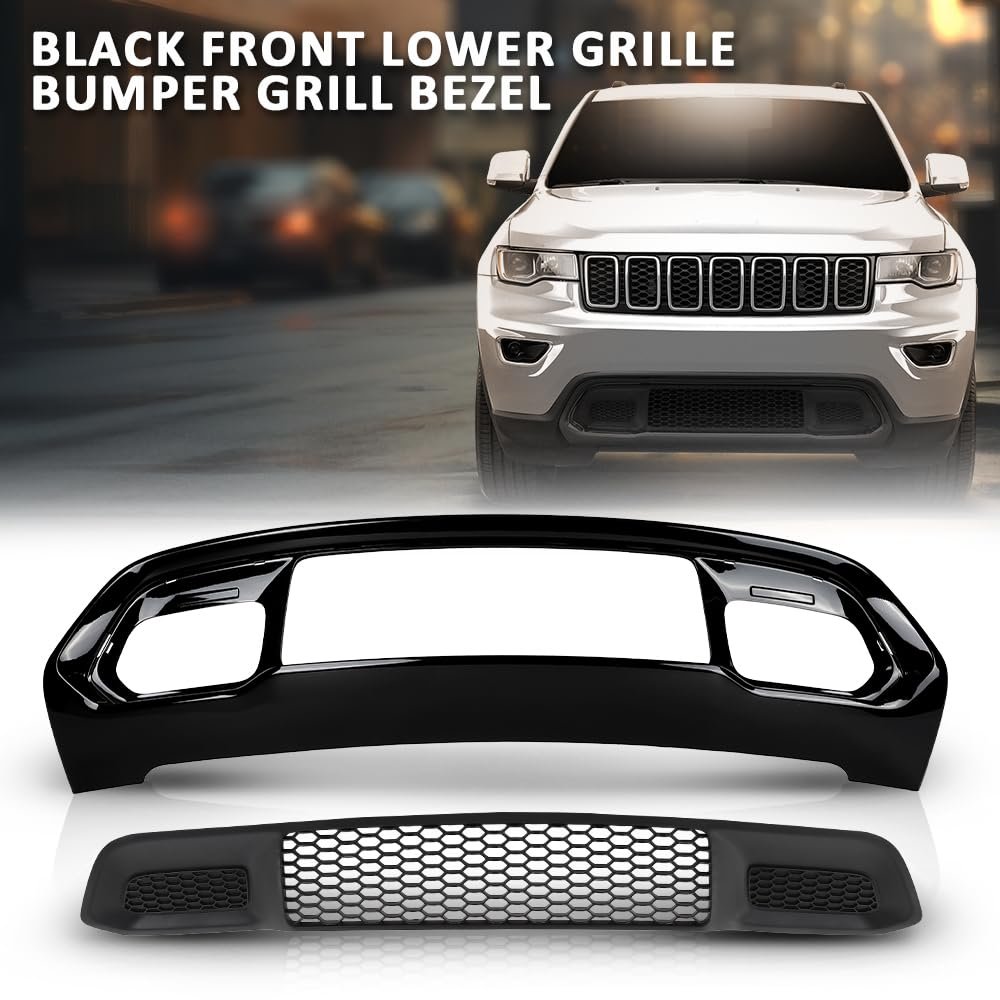 Front Lower Grille And Bumper Grill Bezel For Jeep Grand Cherokee 2017 2022 Black 5zm53sz0aa