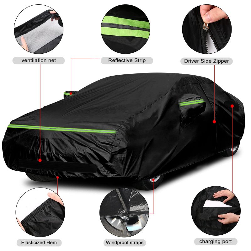 Waterproof Car Cover Replace For 2012-2024 Tesla Model S 300d Oxford Cloth All Weather Covers With Zipper Door Ventilated Mesh