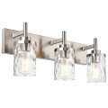Queeuq 3 Light Bathroom Vanity Lighting Fixtures Brushed Nickel Vanitylighting With Clear Hammered Shade Wall Sconce Modern 