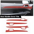 G-plus 4pcs Inner Door Handle Trim Cover Strip Gloss Red Carbon Fiber Compatible With Jeep Grand Cherokee 2011-2021