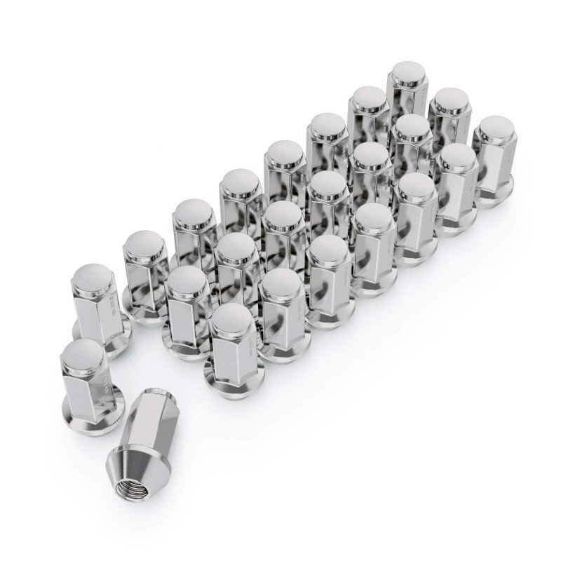 Stancemagic 24pcs Chrome 14x1 5 Lug Nuts 13 16 Hex Oe Style Large Acorn Seat 2 25 Length 1 Width Cone For Chevy Gmc Buick