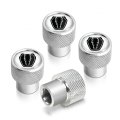Officially Licensed Ford Mustang Dark-horse In White On Silver Diamond-cut Grip Aluminum Tire Valve Stem Caps 