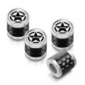 Ipick Image For Jeep Willys Star Logo In White On Real Carbon Fiber Barrel Silver Aluminum Tire Valve Stem Caps