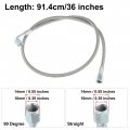 X Autohaux 4an Turbo Oil Feed Line 36 Length Stainless Steel Braided An4 90 Degree Straight Hose End Pressure Remote