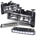 Auto Dynasty For Chevy Gmc C K-series Gmt400 Black Housing Headlight Drl 8 Chips Fog Light 