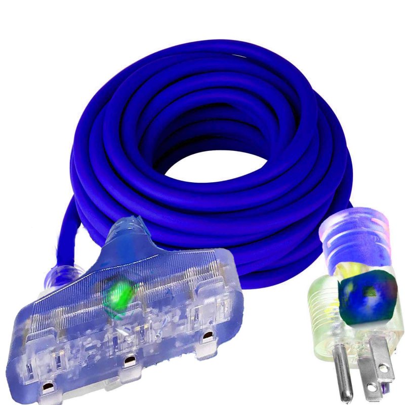 Pizety 14 Gauge Extension Cord 50 Feet 15 Amp Ft 3 125v 1875 Watts Heavy Duty Indoor Outdoor Grounded Powerft Triple Outlet Awg