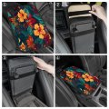 Qsirbc Car Center Console Covers Hibiscus Colorful Flowers Plush Soft Memory Foam Arm Rest Cover 12 8 X Auto Armrest Storage