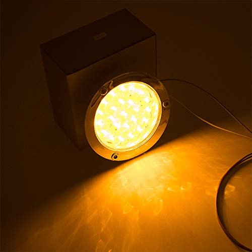 Red White Amber 4 Round Led Trailer Tail Light 24 Chrome Bezels Stop Turn Brake Signal Reverse Backup Marker Lights Trucks Rv