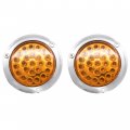 Red White Amber 4 Round Led Trailer Tail Light 24 Chrome Bezels Stop Turn Brake Signal Reverse Backup Marker Lights Trucks Rv